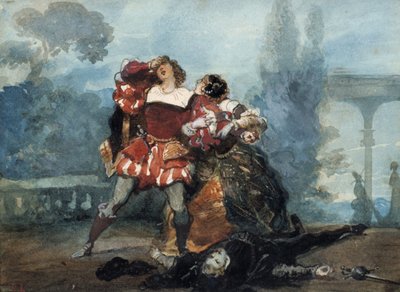 Ilustracja do sztuki Kaprysy Marianny, 1851 autorstwa Eugene Louis Lami