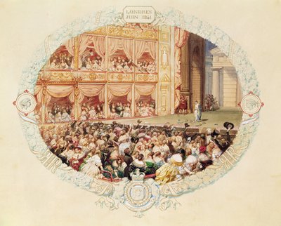 Wnętrze Teatru Jej Królewskiej Mości, zakończenie sezonu 1841 - Żegnaj Pani Rachel autorstwa Eugene Louis Lami