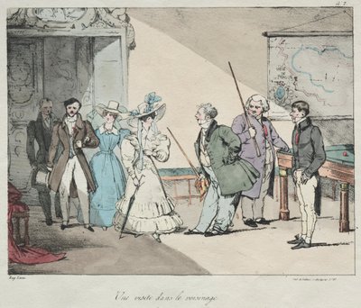 Życie w zamku: wizyta w sąsiedztwie, 1828. autorstwa Eugene Louis Lami