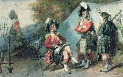 Oficerowie 79. Górali w Chobham Camp w 1853 r. autorstwa Eugene Louis Lami