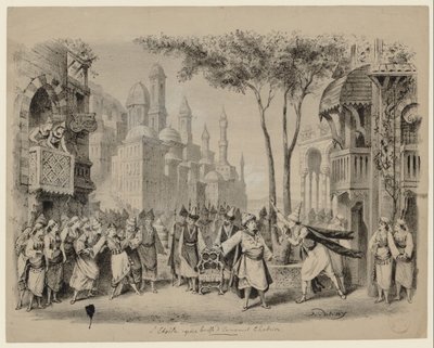 Opera Létoile Emmanuela Chabriera w Théâtre des Bouffes-Parisiens, 1877 autorstwa Eugene Louis Lami