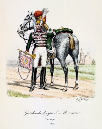 Ochroniarze Monsieur, Trębacz, 1820 autorstwa Eugene Titeux