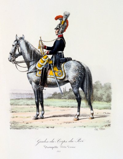 Gardes-du-Corps de Roi, trębacz rozbiera się, 1815 autorstwa Eugene Titeux