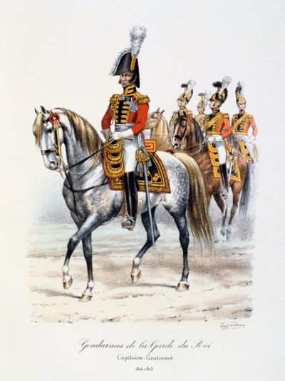 Żandarmi z Gwardii Królewskiej, kapitan-porucznik, 1814-15 autorstwa Eugene Titeux