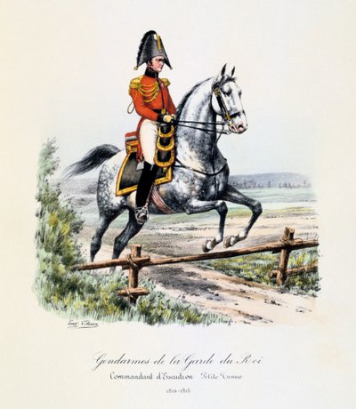 Żandarmi z Gwardii Królewskiej, dowódca eskadry, rozebrać się, 1814-15 autorstwa Eugene Titeux