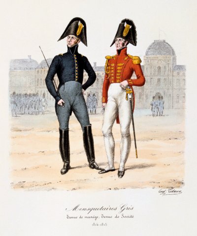 Szarzy muszkieterowie, ubiór maneżowy i towarzyski, 1814-15 autorstwa Eugene Titeux