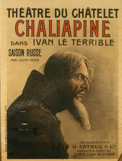 Plakat do sezonu rosyjskiego w Théâtre du Châtelet, 1909 autorstwa Eugene Verneau