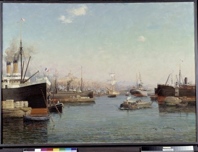 Port La Joliette Obraz Eugene de Barberiis (1851-1937) XX w. Fondation Regards de Provence, Marsylia autorstwa Eugene de Barberis