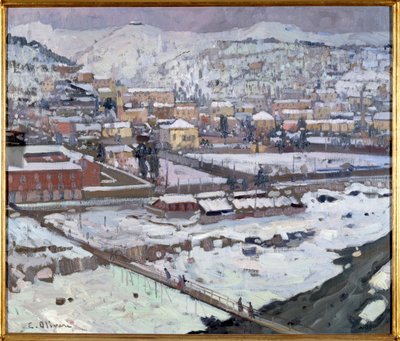 Widok genów pod śniegiem, Włochy (Widok Genui pod śniegiem, Włochy) Obraz Eugenio Olivari (1882-1917) Dim 73x85 cm Genes, Galleria d