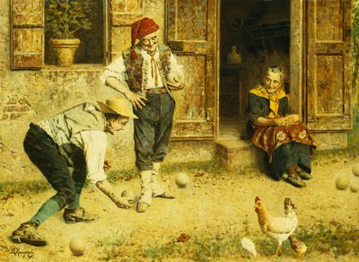 Gra w Bocci autorstwa Eugenio Zampighi
