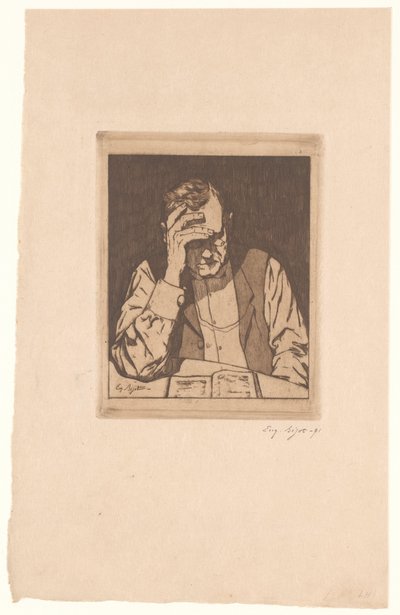 czytający człowiek autorstwa Eugène Bejot (signed by artist)