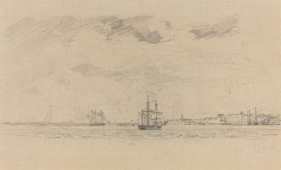 Krajobraz przybrzeżny z wysyłką autorstwa Eugène Boudin