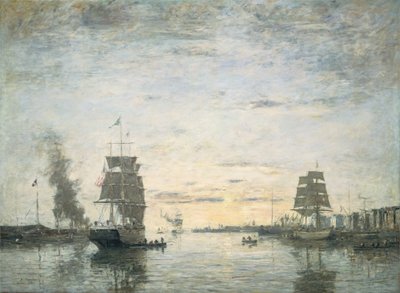 Wejście do portu, Le Havre autorstwa Eugène Boudin
