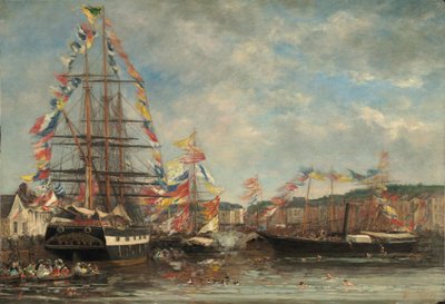 Festiwal w porcie Honfleur autorstwa Eugène Boudin