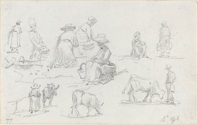 Chłopi i Krowy [recto] autorstwa Eugène Boudin