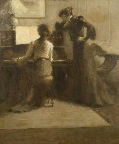 Pianista, ok. 1900 (olej na papierze ułożony na płótnie) autorstwa Eugène Carrière