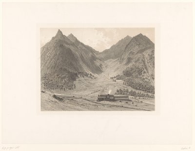 Górski krajobraz z domem na alpejskiej łące autorstwa Eugène Cicéri (attributed to)