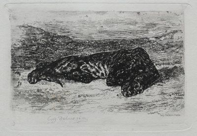 Przyczajony tygrys na pustyni autorstwa Eugène Delacroix
