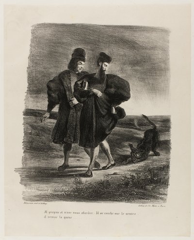 Faust, Mefistofeles i Pudel, z Fausta autorstwa Eugène Delacroix