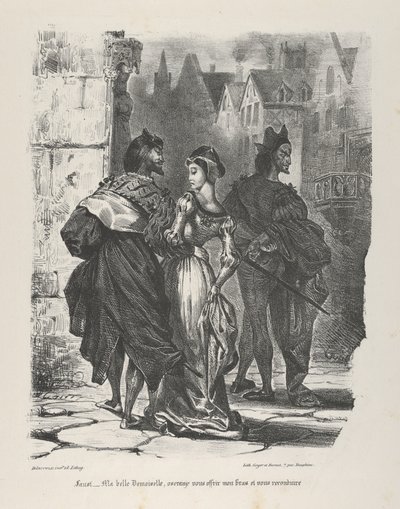 Faust próbuje uwieść Małgorzatę Goethe, Faust, 1825-27., 1825-27. autorstwa Eugène Delacroix