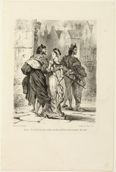Faust próbuje uwieść Marguerite, od Fausta autorstwa Eugène Delacroix