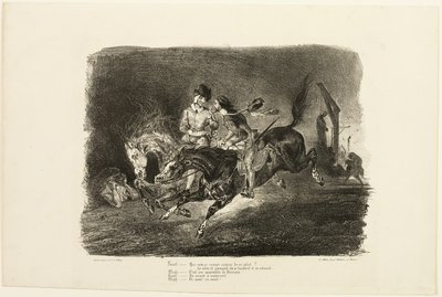 Faust i Mefistofeles galopujący przez noc sabatu czarownic, z Fausta autorstwa Eugène Delacroix