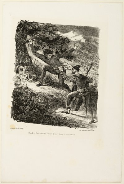 Faust i Mefistofeles w górach Harz, od Fausta autorstwa Eugène Delacroix