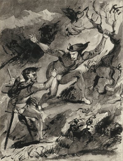 Faust i Mefistofeles na Blocksberg autorstwa Ferdinand Victor Eugene Delacroix