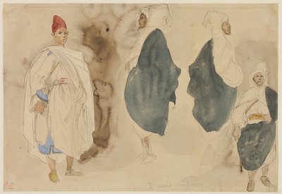 Cztery szkice arabskich mężczyzn autorstwa Eugène Delacroix