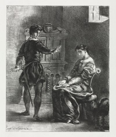 Hamlet: Hamlet i Ofelia autorstwa Eugène Delacroix