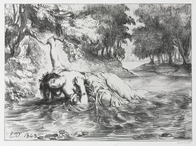 Hamlet: Śmierć Ofelii autorstwa Eugène Delacroix
