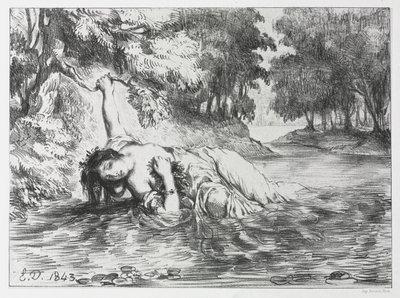 Hamlet: Śmierć Ofelii, 1843. autorstwa Eugène Delacroix