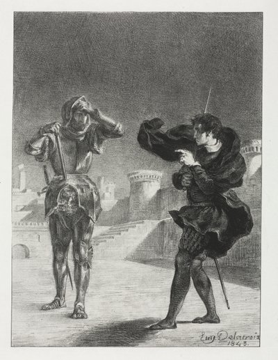 Hamlet: Upiór na tarasie autorstwa Eugène Delacroix