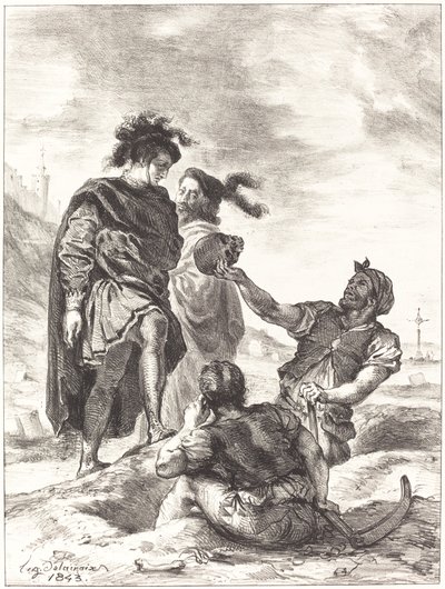 Hamlet i Horatio przed Aktem Grabarzy V, Scena I, 1843. autorstwa Eugène Delacroix