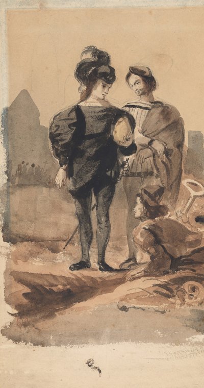 Hamlet i Horatio na cmentarzu, 1827-28. autorstwa Eugène Delacroix