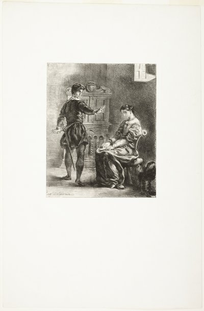 Hamlet i Ofelia autorstwa Eugène Delacroix
