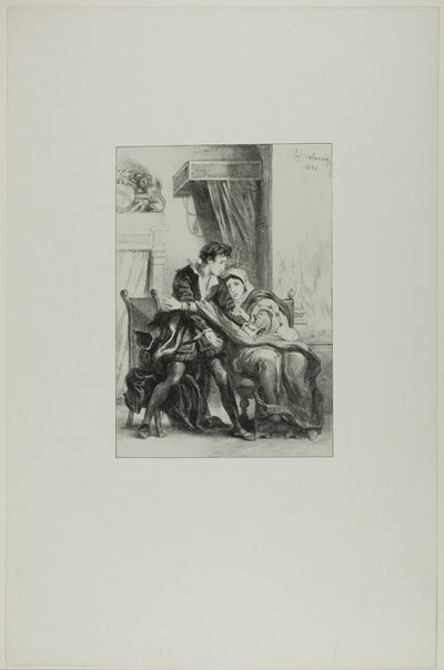 Hamlet i królowa autorstwa Eugène Delacroix