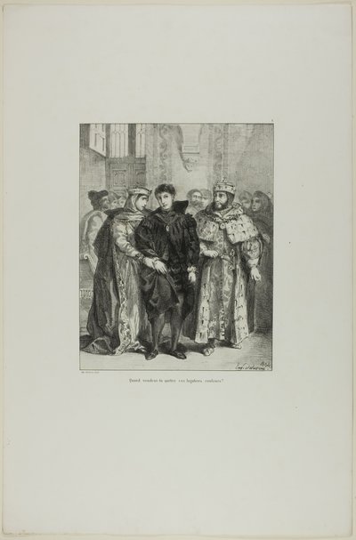 Hamlet i królowa, płyta 1 z Hamleta autorstwa Eugène Delacroix