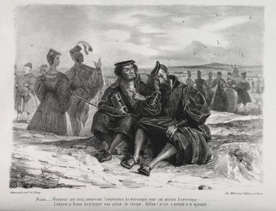Ilustracje do Fausta: Faust i Wagner autorstwa Eugène Delacroix