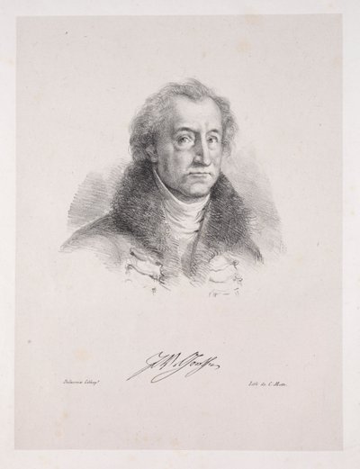 Ilustracje do Fausta: Frontyspis - Portret Johanna Wolfganga von Goethego autorstwa Eugène Delacroix