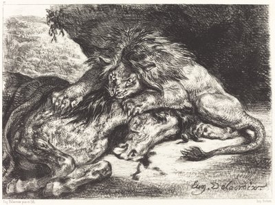 Lew pożerający konia Lew pożerający konia, 1844. autorstwa Eugène Delacroix