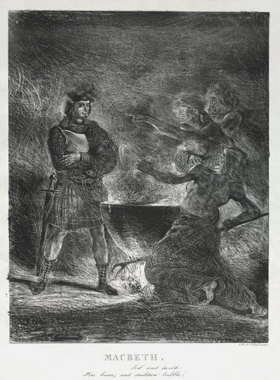 Makbet konsultuje się z czarownicami autorstwa Eugène Delacroix