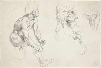 Akt męski pozujący do postaci we Frise de la Guerre, ok. 1930 r. 1835. autorstwa Eugène Delacroix