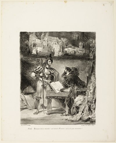 Mefistofeles ukazuje się Fauście autorstwa Eugène Delacroix
