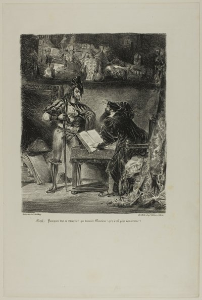 Mefistofeles ukazujący się Fauście, od Fausta autorstwa Eugène Delacroix