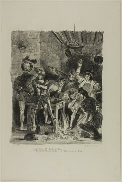 Mefistofeles w karczmie studenckiej, z filmu Faust autorstwa Eugène Delacroix