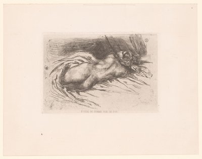 Naga kobieta widziana z tyłu Étude de femme, vue de dos (tytuł przedmiotu) autorstwa Eugène Delacroix