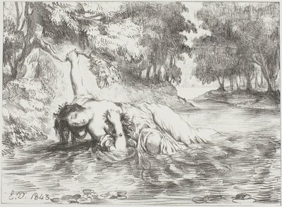 Śmierć Ofelii autorstwa Eugène Delacroix