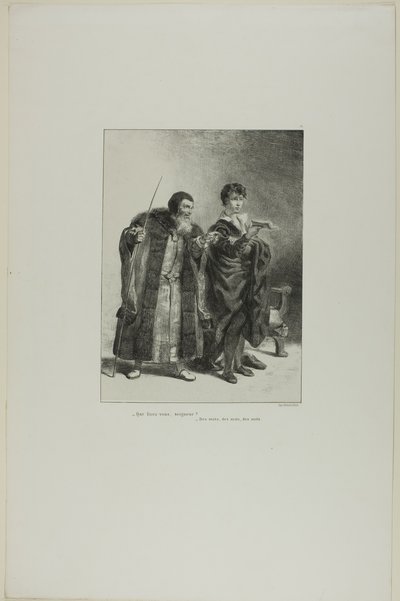 Poloniusz i Hamlet, plansza 4 z Hamleta autorstwa Eugène Delacroix