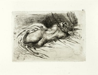 Leżąc nago, widok z tyłu autorstwa Eugène Delacroix